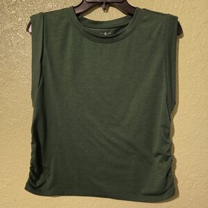 Lou & Grey Tee Sz L Dark Green Ruched Sides